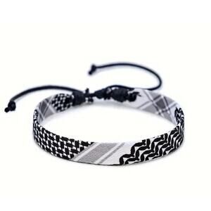Palestinian Keffiyeh KUFIYA String wristband black / White